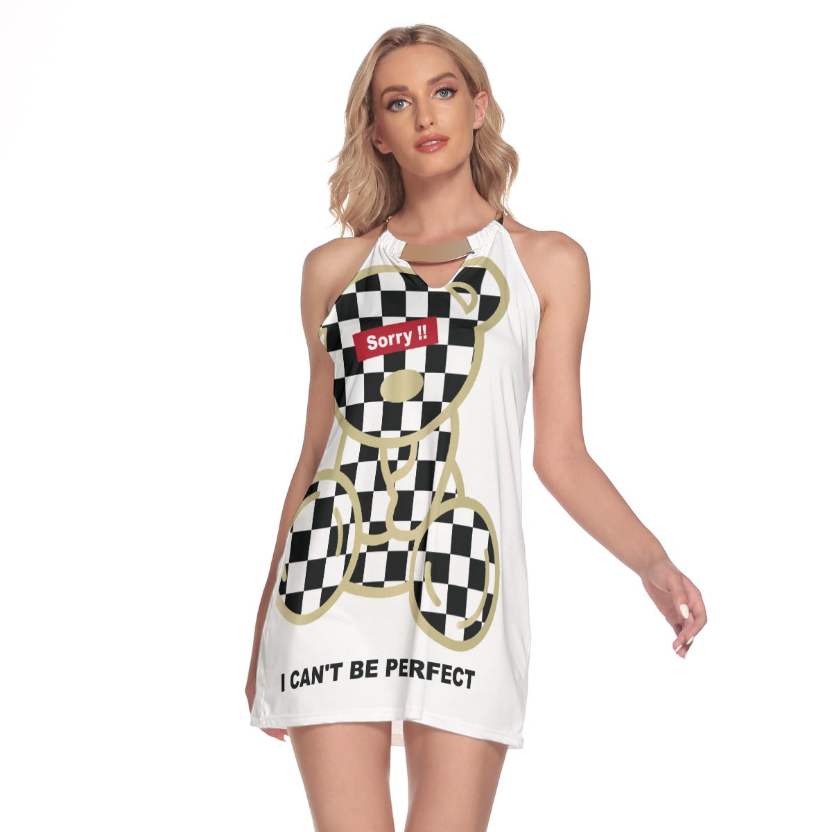 Can't Be Perfect All-Over Print Women's Round Neck Above Knee Dress